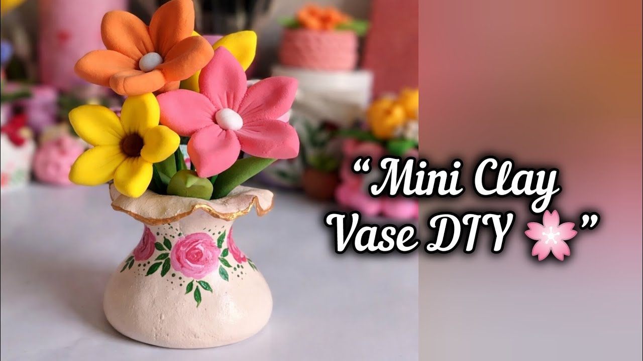 🦋Mini Clay Flower Vase Making | DIY Cute Floral Room Decor | Easy Craft Tutorial✨🌷