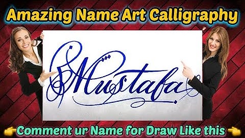 Mustafa Name Signature Calligraphy Status | How to Draw, Cursive Calligraphy with Cut Marker