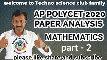 AP POLYCET - 2020  PAPER ANALYSIS | MATHEMATICS Part - 2