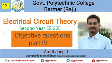 Electrical Circuit theory objective Questions Part IV | EE 205 | Er. Amrit Jangid