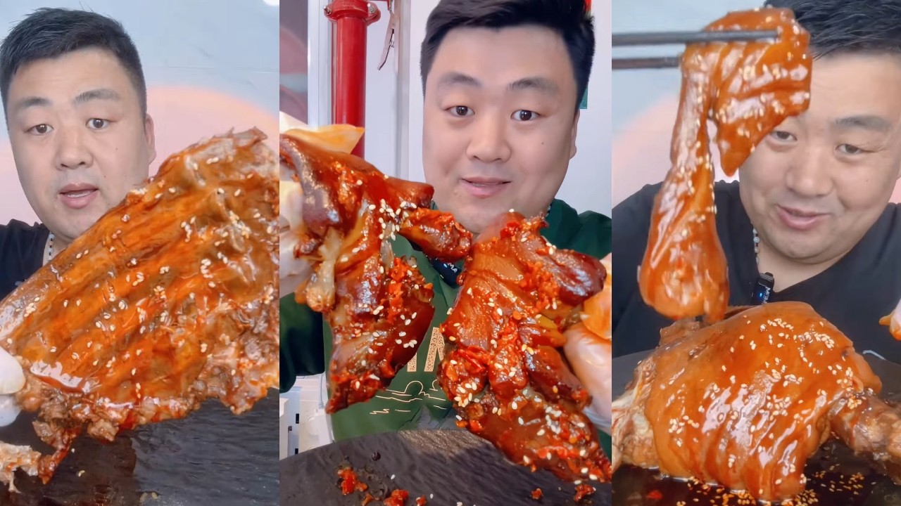 【ASMR】【MUKBANG】Brother Xiaofeng's Immersive Feast: Juicy Pork Trotters & Savory Lamb Chops