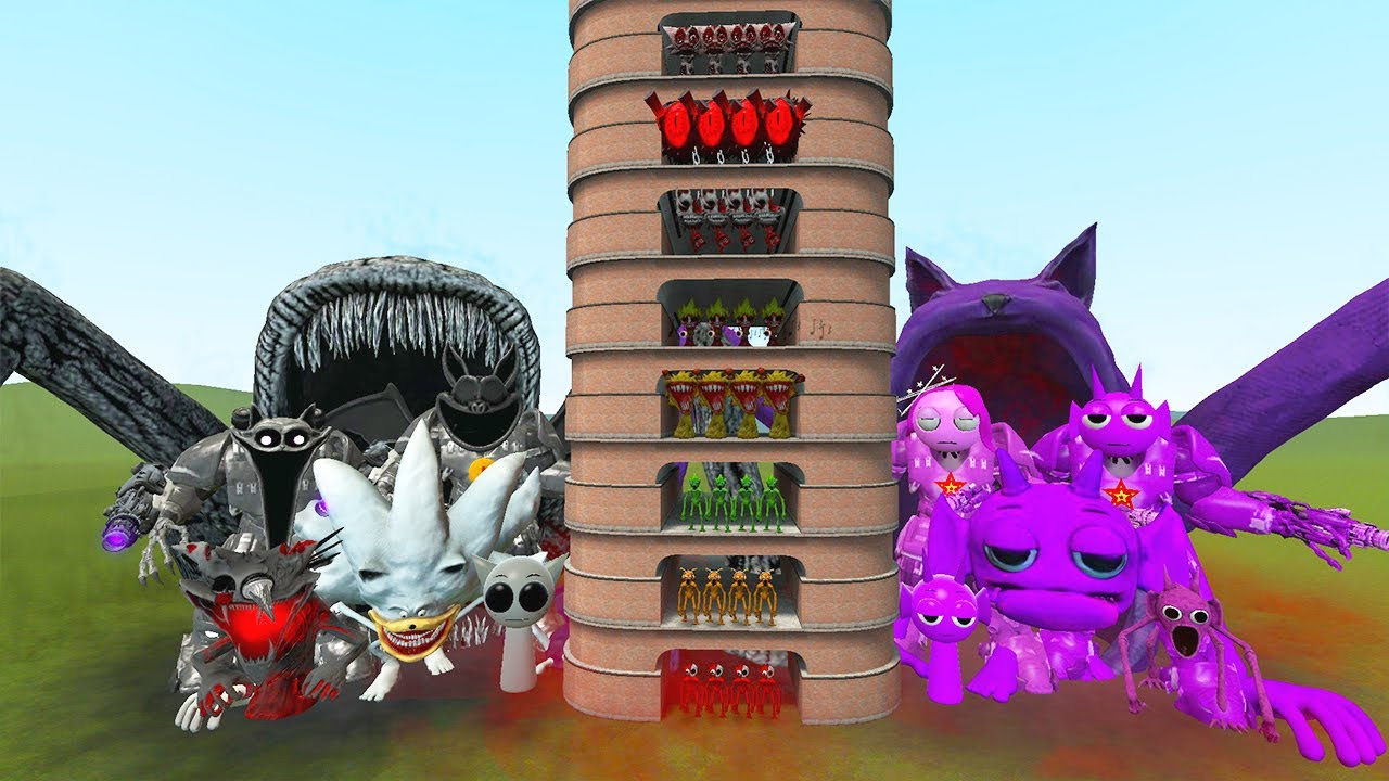 TALLGRASS LITTLE TO BIG ALL GRAY SPRUNKI VS ALL DURPLE SPRUNKI FAMILY PHASE 1 - 10 in Garry's Mod!