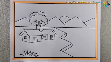 Village Scenery Drawing for Beginners ||  Pencil Drawing