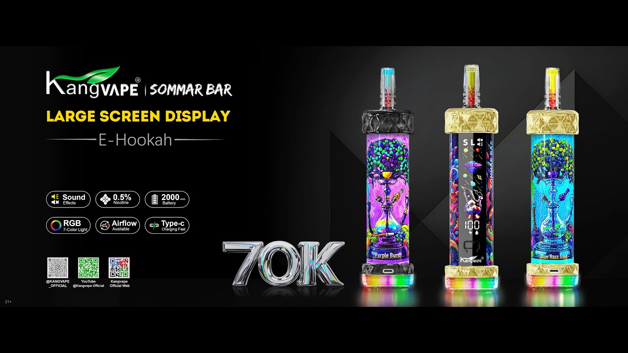 Kangvape | Sommar Bar 70K, Large Screen E-Hookah Vape ,70000 E-Shisha Vaping  Review