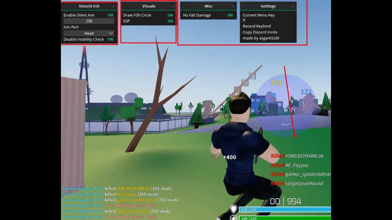 roblox strucid op gui hackscript kill all aim assist no