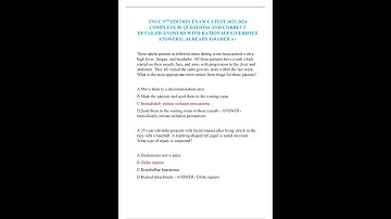 TNCC 9TH EDITION EXAM LATEST COMPLETE 80 QUESTIONS AND CORRECT DETAILED ANSWERS WITH RATIONALES VERI