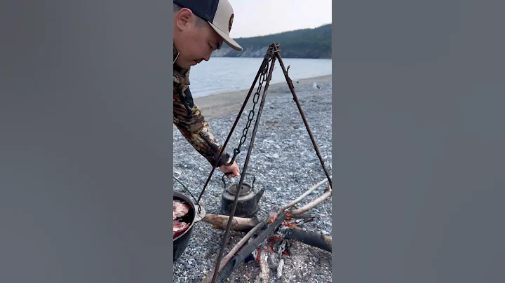 Meat🥩 on a fire by the sea🌊 / Мясо🥩 на костре у моря🌊 #pandasakha #food #meat