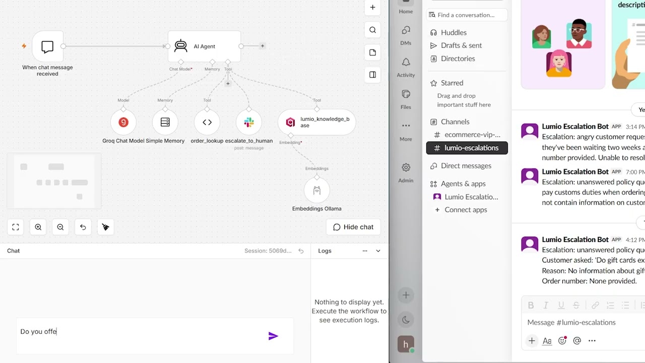 Walkthrough of the self-hosted AI support agent