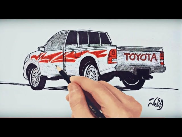 كيف ترسم سيارة هايلكس Draw a car - YouTube