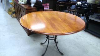 Circular Wood Table w/ iron base