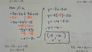 Algebra 1 Lesson 17 Review of Systems of Linear Equations 1