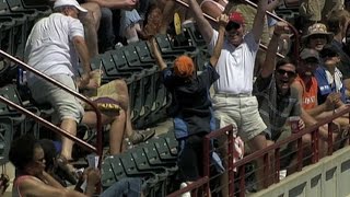 A young fan catches two straight foul balls