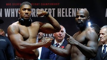 Anthony Joshua and Carlos Takam weigh in before world title fight