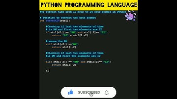 #python 92 To convert time from 12 hour to 24 hour format in Python | Computer Programming | #shorts