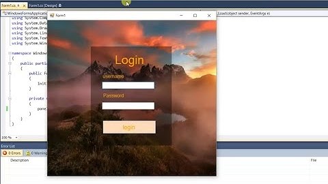 How to make transparent panel in c# | best log in page in c#