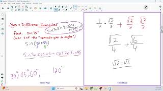 Precalculus H - 5.4A - Sum and Difference Formulas