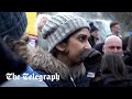 Suella Braverman looks emotional at a pro-Israel rally in London