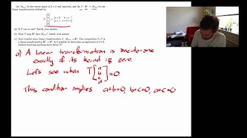 Example: is a linear transformation one-to-one