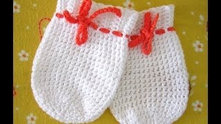 ⁣Варежки крючком для новорожденного - Crochet mittens for a newborn