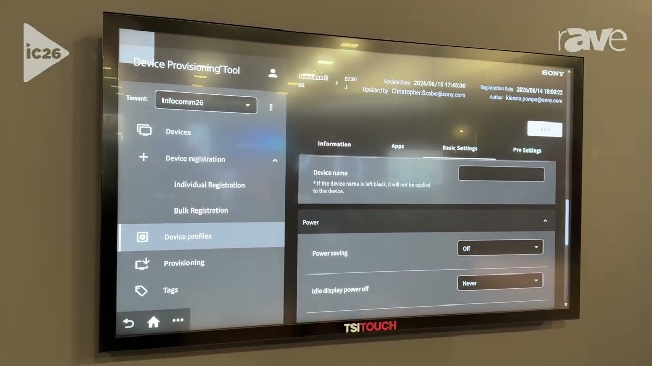 InfoComm 2026: Sony Demonstrates Device Provisioning Tool Software for Provisioning of Diplays