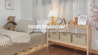 EXTREME korean room makeover 2024 🛒🧸aesthetic pinterest look for small room (ikea + shopee haul)