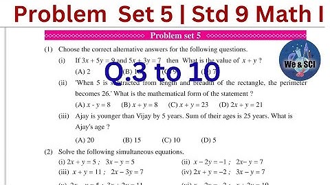 Problem Set 5 | Q.3 & 10 | L.5 Linear Equations in Two Variables | 9th Math I Std 9 Algebra