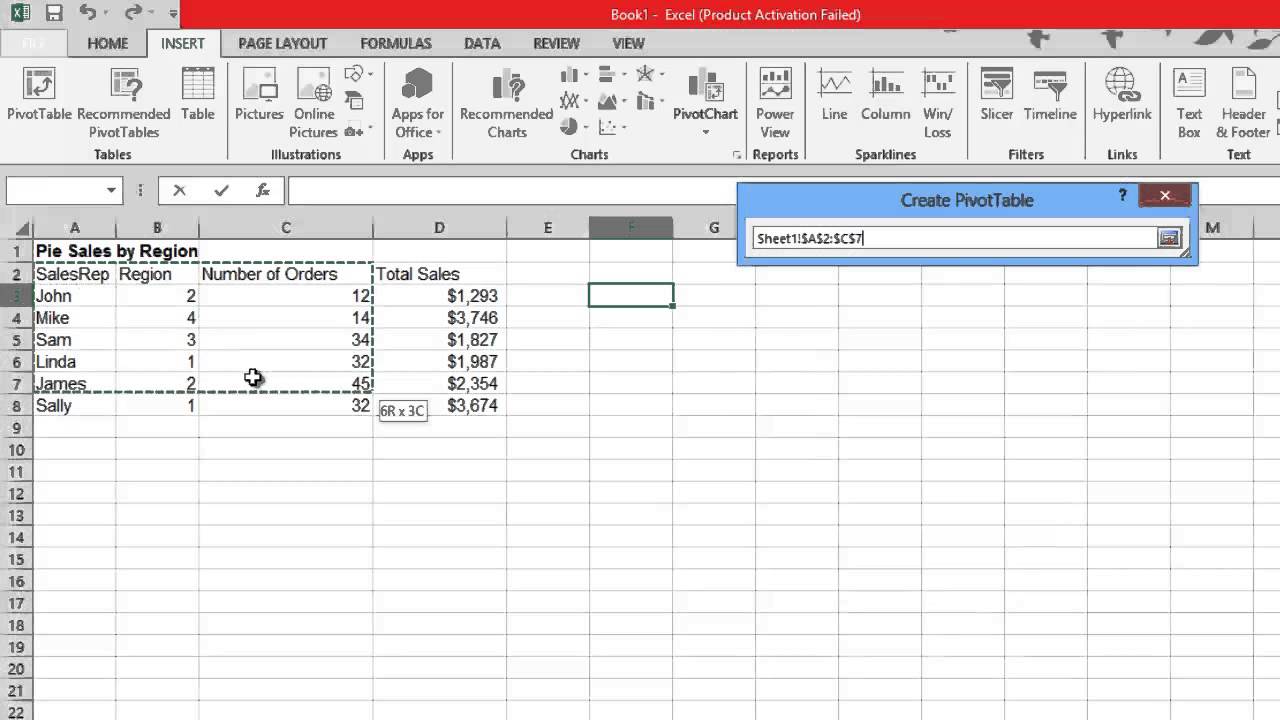 Pivot Table Charts Excel 2013