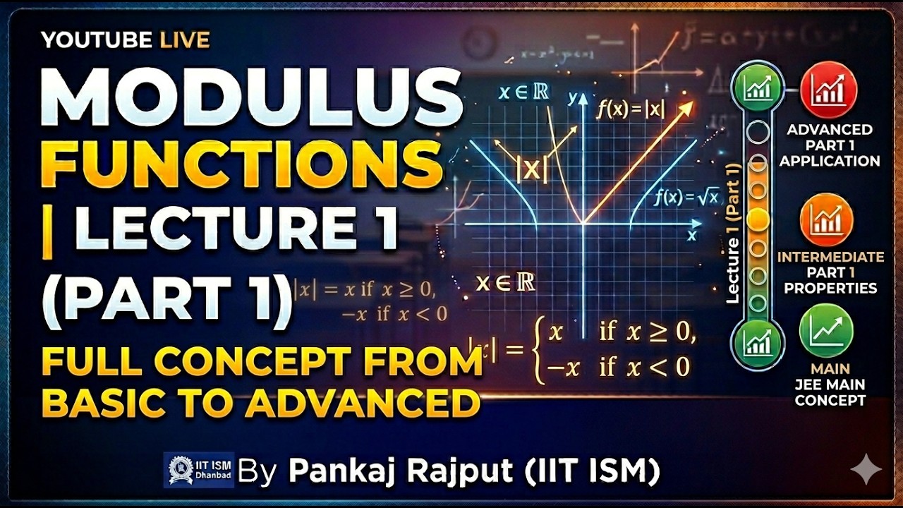 Modulus Function Lecture 1 (Part 1) | From Basic to Advanced | Pankaj ...