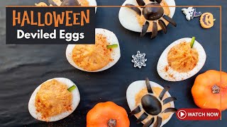 Celebrity Spooky Halloween Appetizers: Spider & Pumpkin Deviled Eggs Wealth