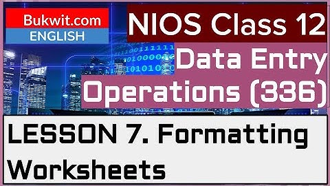 NIOS Class 12 Data Entry Operations (336): Lesson 7. Formatting Worksheets