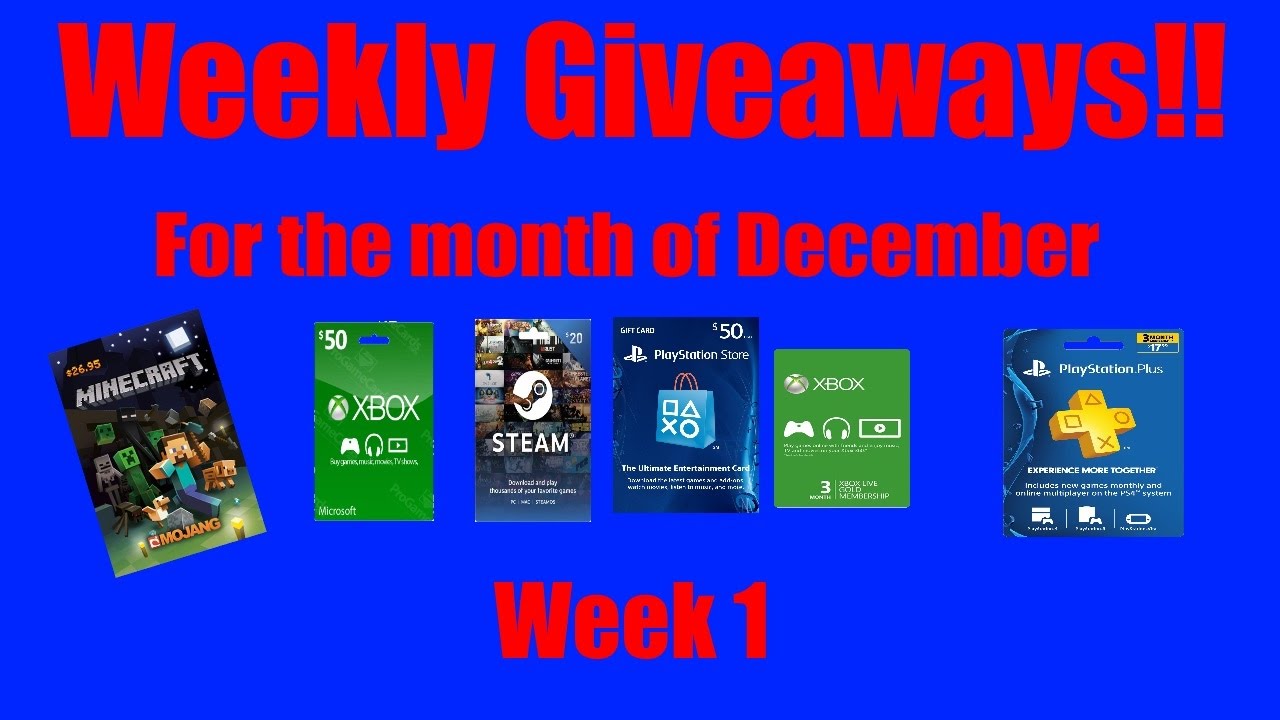 Weekly Giveaways Week 1 "Minecraft Gift Card - YouTube