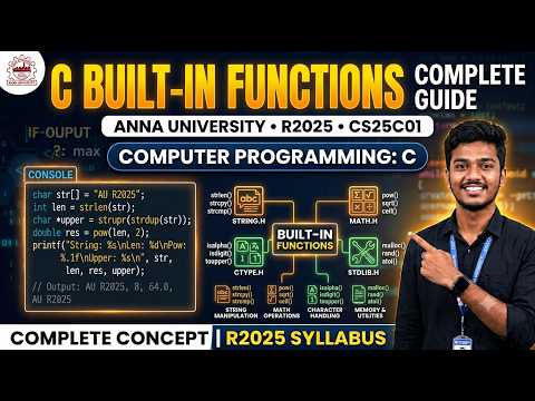 CS25C01 | Computer Programming: C | Built-in Functions | R2025 | Anna University
