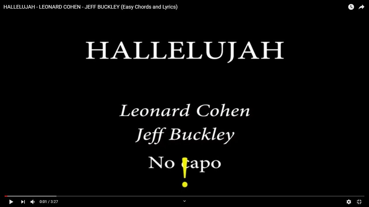 HALLELUJAH   LEONARD COHENJEFF BUCKLEY easy Chords and Lyrics