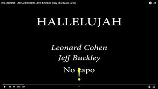 Video thumbnail of "HALLELUJAH - LEONARD COHEN/JEFF BUCKLEY (easy Chords and Lyrics)"