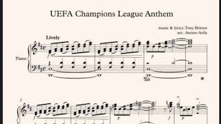 Video thumbnail of "PARTITURA PDF EN PIANO! Himno UEFA Champions League música (anthem) piano - Acordes, notas, melodía"