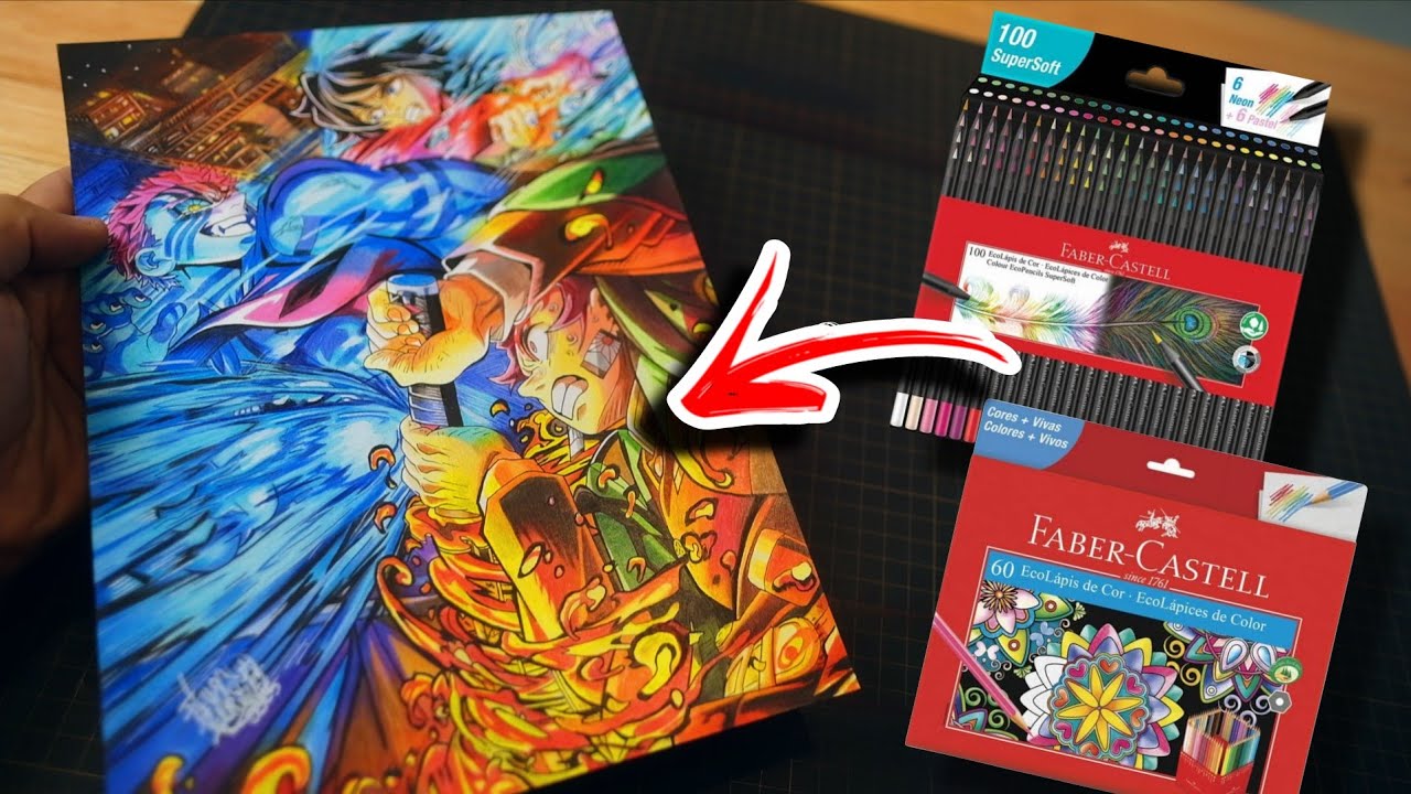 Como eu Desenhei o Poster de  Demon Slayer com Lápis Escolar