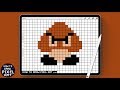 How to Draw Goomba Pixel Art Tutorial Super Mario Bros クリボー Procreate