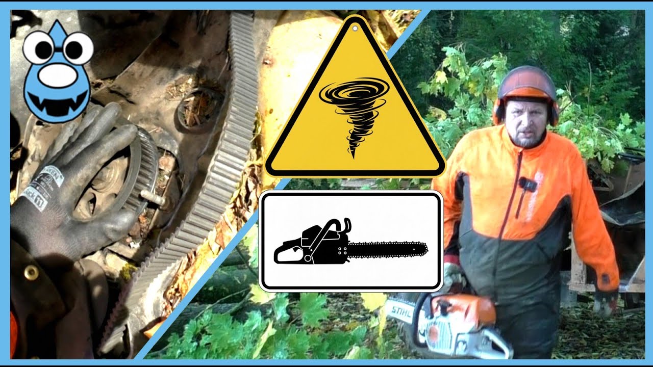 UNWETTER! 🚨Zahnriemen reißt–Ufermauer freikämpfen  (Schlepper, Winde Kettensäge)