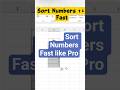 Sort Numbers in Excel ⚡ Ascending & Descending Fast @DataNext-01 #shorts #exceltips #exceltricks