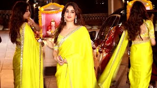 Jhanvi Kapoor L00Ks Gorgeous In Yellow Saree Diwali Party 2020