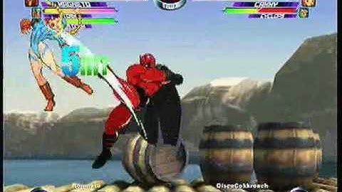 MvC2 Online (360): Brett (MSDoom) vs DiscoCokkroach (Guile/Cammy/Cyke) 16 .:5.4.10:.