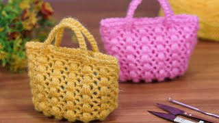Beautifullll🥰Crochet very easy mini handbag/bolsa de ganchillo/bolsa de crochê/örgü mini çanta