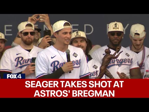 Corey Seager takes shot at Astros during Rangers World Series parade