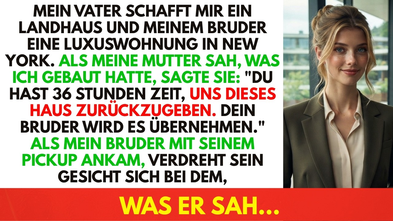 Mein Vater schenkte meinem Bruder ein 4-Millionen-Dollar-Penthouse in Manhattan und warf mir die Papiere für ein vergiftetes Stück Land hin. Drei Jahre später, nachdem ich aus dem Dreck ein...
