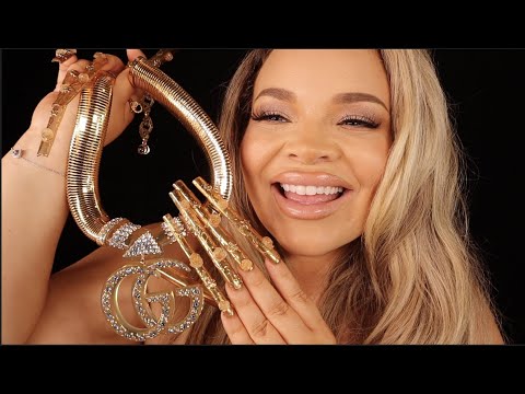 ASMR My Gold Jewelry Collection (10XL Nails Scratching + Tapping)