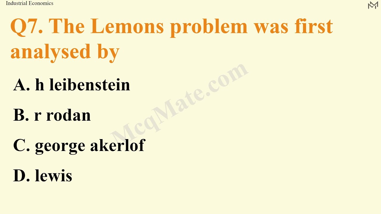 "Industrial Economics" MCQ quiz