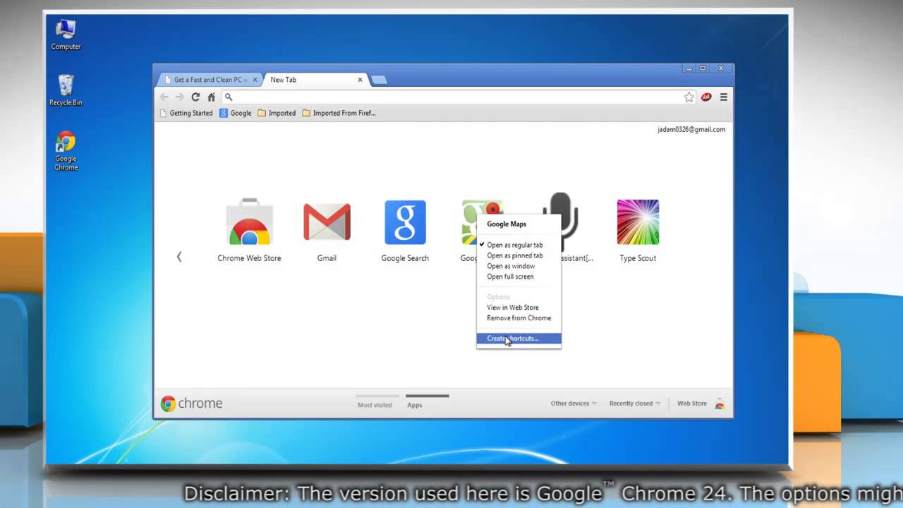 How to create shortcuts for Google™ Chrome apps in Windows ...