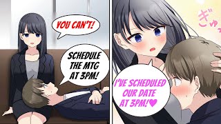 ［Manga dub］A cool secretary doesn't wanna schedule meetings cuz she wanna go date with me!［RomCom］