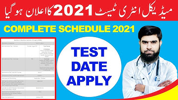 Medical Entry Test 2021 Date Announced Complete Schedule Apply Date NUMS Medical Cadet MDCAT 2021