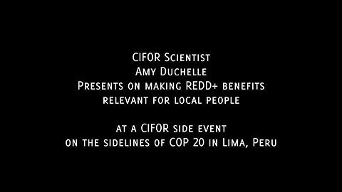 Amy Duchelle: Presentation on REDD+ benefit sharing in Lima